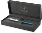 Parker Golyóstoll, 0, 7 mm rotációs, ezüst színű klip, türkiz tolltest, PARKER Royal 51 Core , fekete (2123508) - kellekanyagonline