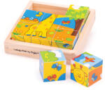 Bigjigs Toys Cuburi cu imagini Safari 9 cuburi