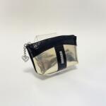 Amnisu fekete lakk / hologramos arany egy cipzáras egyenes köves bőr kulcstartó e8007