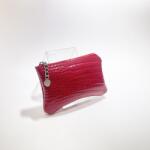 Amnisu piros lakk krokkómintás egy cipzáras bőr kulcstartó a5008