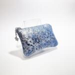 Amnisu kék virágmintás egy cipzáras bőr kulcstartó a6017