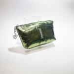 Amnisu metál zöld egy cipzáras egyenes köves bőr kulcstartó e7008