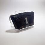 Amnisu fekete / bronz mintás egy cipzáras egyenes köves bőr kulcstartó e8020