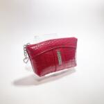 Amnisu piros lakk krokkómintás egy cipzáras egyenes köves bőr kulcstartó e5008