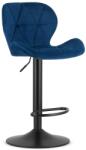  Scaun de bar albastru WEST VELVET cu picior negru