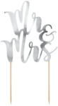 PARTYDECO tortadísz, Mr&Mrs, ezüst (KPT10-018M)