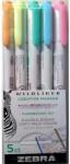 Zebra Szövegkiemelő készlet, 1, 4/4, 0 mm, kétvégű, ZEBRA Mildliner Fluorescent, 5 szín (TZ78105)
