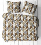  3 részes pamut ágynemű huzat szett - 140x200 cm / barna - szürke barokk mintás