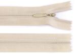 Fashion Műanyag fogú rögzített (nem bontható) rejtett spirálcipzár, 3mm, 30cm hosszú, 270276, krém