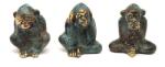 R. M. ékszer Réz figura Három bölcs majom arany kék 4x3, 5cm (017828)