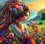 NORIMPEX - Puzzle Tablou Diamant: Fată într-un potop de culori 30x40cm - 1 - 39 piese