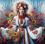 NORIMPEX - Puzzle Tablou Diamant: Fată slavă cu flori 30x40cm - 1 - 39 piese