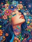 NORIMPEX - Puzzle Tablou Diamant: Fată în flori 30x40cm - 1 - 39 piese