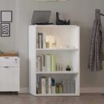 Adore Biblioteca Adore Rio Mini, 3 rafturi, Alb - Nuc - Antracit, 72x109x34 cm (RKT-330-DD-1) Biblioteca