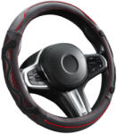  Genuine Leather Valódi bőr kormányvédő 38cm fekete-piros DW-5002R (AL-00931)