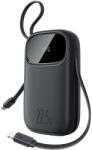 Baseus EnerFill FC31 10000mAh 22.5W Powerbank digitális kijelzővel és 2 beépített kábellel (USB-C + Lightning) - Fekete