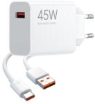 Xiaomi hálózati töltő USB aljzat (45W, gyorstöltő + Type-C kábel) FEHÉR (MDY-17-EF + TYPE-C) - bluedigital