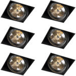 QAZQA 6 darabos süllyesztett spotlámpa készlet fekete AR111 dönthető és forgatható keret nélküli - Oneon (109864)