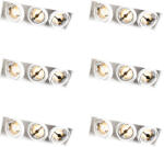 QAZQA 6 darabos süllyesztett spotlámpa szett fehér AR111 keret nélküli 3-lámpás - Oneon (109868)