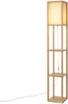 QAZQA Modern állólámpa fa bézs lámpabúrával - Stojan (109533)