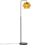 QAZQA Retro állólámpa fekete színben, narancssárga üveggel - Denise (108773)