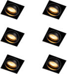 QAZQA 6 darabos süllyesztett spotlámpa készlet fekete, állítható, keret nélküli - Oneon Honey (109872)