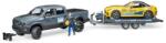 BRUDER 02504 RAM Power Wagon с ремарке и Roadster състезателна кола (02504)