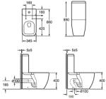 AREZZO design OHIO kombi wc alsós/hátsó kifolyású RIMLESS, ülőke nélkül AR-202R ( 2 doboz ) (AR-202R)