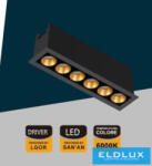 ELDLUX süllyesztett spot lámpa 11W 786lm 6000k 24° IP20 132x31mm Fekete/Arany (XTD-6-NF)