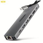 AXAGON HMC-7HX2, USB 5Gbps hub, 2x USB-A, USB-C, 2x HDMI 4k/60Hz, RJ-45 GLAN, PD 100W, USB-C kábel 15cm (HMC-7HX2)