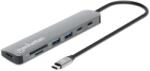 Manhattan USB-C 7in1 dokkolóállomás, 1xHDMI, 2xUSB-C, 2xUSB, 2xUSB, SD kártyaolvasó, szürke színben (190442)