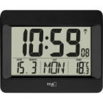 TFA (60.4519. 01) Rádiójel vezérlésű Falióra 215 mm x 26 mm x 160 mm Fekete Nagy kijelző (60.4519.01)