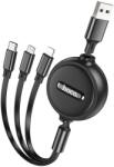 hoco. USB-A to Lightning / microUSB / USB-C Töltőkábel Hoco X75 3in1, 18W, 2A, 1m, Fekete