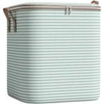 Flippy Cipzáras tárolódoboz, Flippy, Összehajtható, Megerősített fogantyú, Tartós cipzár, Ruhákhoz, Takarókhoz, Paplanokhoz, Párnákhoz, Ágyneműhöz, Játékokhoz, 50x50x70 cm, 180 Liter, Csíkos, Zöld (133395)