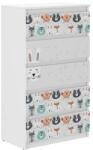 Wooden Toys Ifjúsági 5 Fiókos Komód - Erdei Állatok Fehér-Szürke