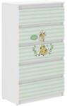 Wooden Toys Ifjúsági 5 Fiókos Komód - Zsiráf Fehér-Zöld
