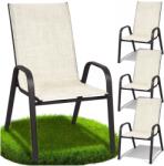  Krzesła ogrodowe metalowe zestaw na taras balkon beżowe fotel ogrodu 4 szt GoGarden