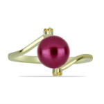  Arannyal Bevont Ezüst Gyűrű Lila színű Édesvízi Gyönggyel és Ural Citrinnel, Y58942/59