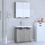 vidaXL Комплект шкаф за баня от 2 части, сив сонома, инженерно дърво (3115866)
