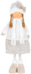 MagicHome MagicHome karácsonyi dekoráció, lány fehér sapkában, szövet, 30 x 19 x 79 cm, fehér