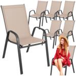 Krzesła ogrodowe metalowe zestaw na taras balkon do ogrodu beżowe mocne x6