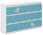 Wooden Toys Ifjúsági 6 Fiókos Komód 120 cm - Álomszuszék Fehér-Kék
