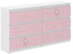Wooden Toys Ifjúsági 6 Fiókos Komód 140 cm - Hercegnő Fehér-Rózsaszín