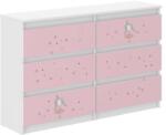 Wooden Toys Ifjúsági 6 Fiókos Komód 120 cm - Hercegnő Fehér-Rózsaszín