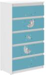 Wooden Toys Ifjúsági 5 Fiókos Komód - Álomszuszék Fehér-Kék