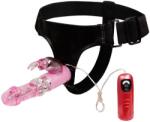 LyBaile Strap-on cu vibrator Rabbit 18cm - pasiune
