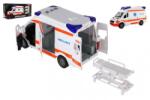 Teddies Ambulanță plastic 26cm cu targă, cu motor cu arc și lumini și sunete, 37x18x11 (TD00800107)