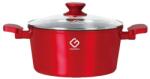 Grunberg Cratita din Aluminiu, Ceramica Marmorata, 24 x 12 cm, 4.3 l, cu Capac din Sticla, Grunberg (GR8324)