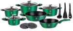 Grunberg Vase din Aluminiu, Verzi, Set 15 Piese, Capace din Sticla, Compatibile cu Plita cu Inductie, Grunberg (GR2715V)