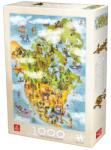 DEICO Puzzle 1000 Piese pentru Adulti, Deico, Cartoon Harta Americii de Nord (TOY-76779) Puzzle
